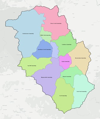 Haywood County NC townships and subdivisions map