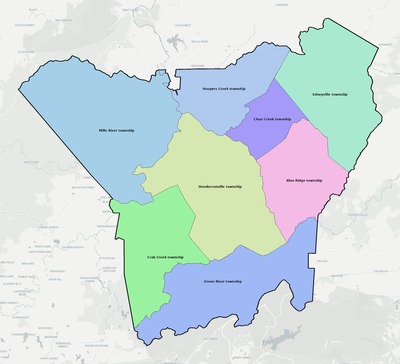 Henderson County NC townships and subdivisions map