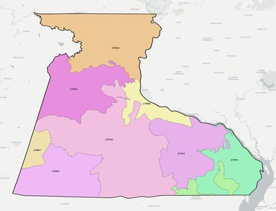 Hertford County NC ZIP code boundaries map