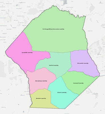 Hoke County NC townships and subdivisions map
