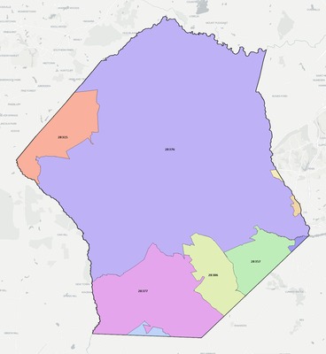 Hoke County NC ZIP code boundaries map