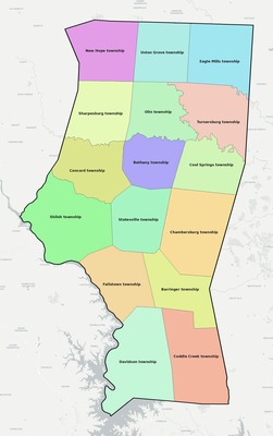 Iredell County NC townships and subdivisions map