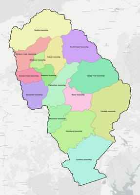 Jackson County NC townships and subdivisions map