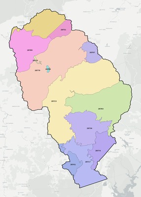 Jackson County NC ZIP code boundaries map