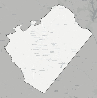Lee County NC county basemap context