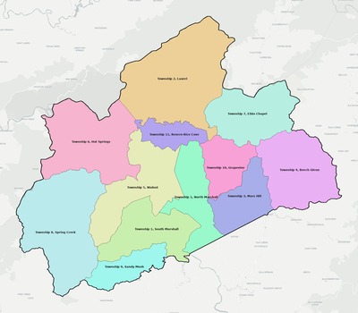 Madison County NC townships and subdivisions map