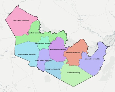 Martin County NC townships and subdivisions map