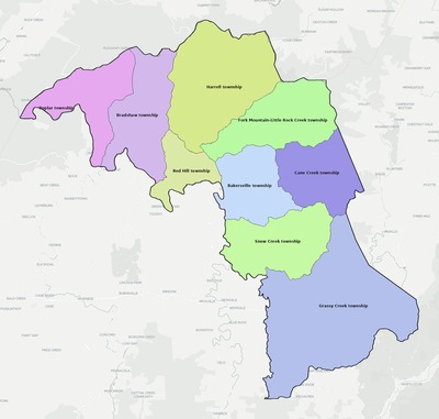 Mitchell County NC townships and subdivisions map