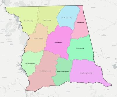 Montgomery County NC townships and subdivisions map