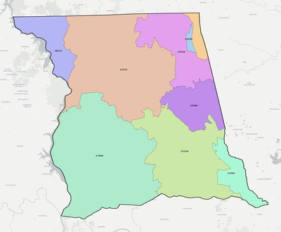 Montgomery County NC ZIP code boundaries map