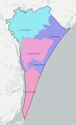 New Hanover County NC townships and subdivisions map