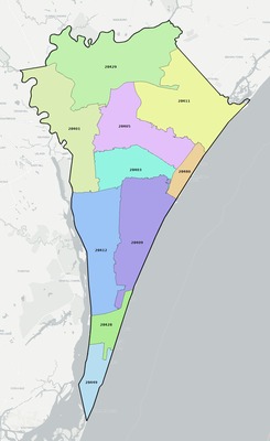 New Hanover County NC ZIP code boundaries map
