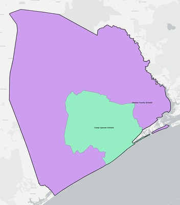 Onslow County NC school district boundaries map