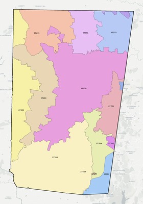Orange County NC ZIP code boundaries map