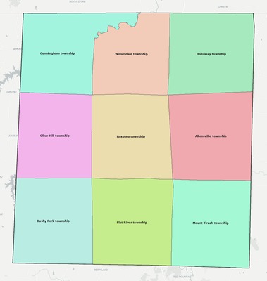 Person County NC townships and subdivisions map