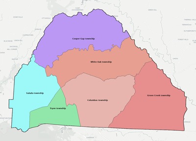 Polk County NC townships and subdivisions map