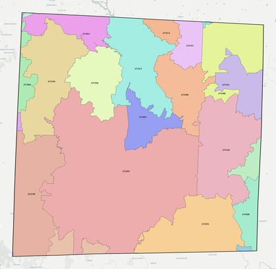 Randolph County NC ZIP code boundaries map