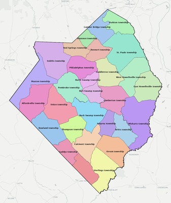 Robeson County NC county subdivision map preview