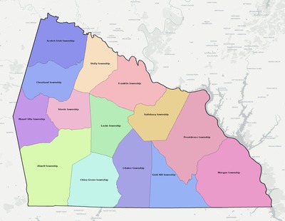 Rowan County NC townships and subdivisions map