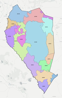 Sampson County NC ZIP code boundaries map