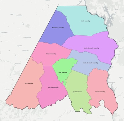 Stanly County NC townships and subdivisions map