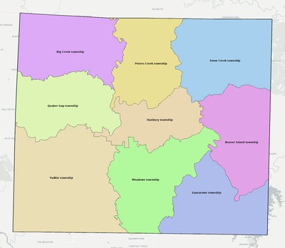 Stokes County NC townships and subdivisions map
