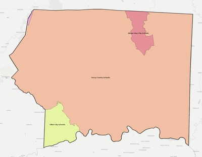 Surry County NC school district boundaries map