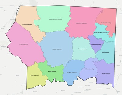 Surry County NC townships and subdivisions map