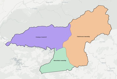 Swain County NC townships and subdivisions map