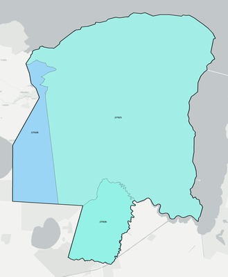 Tyrrell County NC ZIP code boundaries map