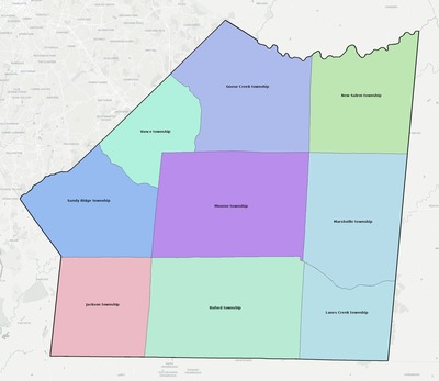 Union County NC townships and subdivisions map