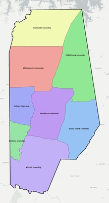Vance County NC townships and subdivisions map