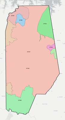 Vance County NC ZIP code boundaries map