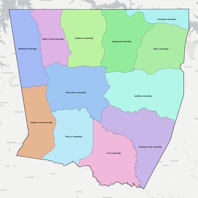 Warren County NC townships and subdivisions map