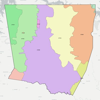 Warren County NC ZIP code boundaries map
