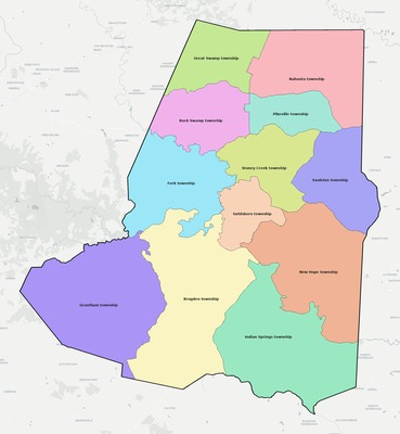 Wayne County NC townships and subdivisions map