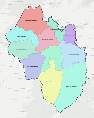 Yancey County NC townships and subdivisions map