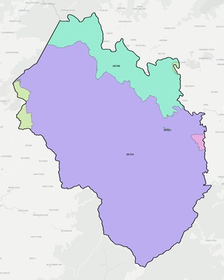 Yancey County NC ZIP code boundaries map