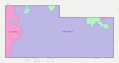 Adams County ND school district boundaries map
