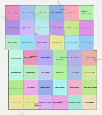 Barnes County ND townships and subdivisions map