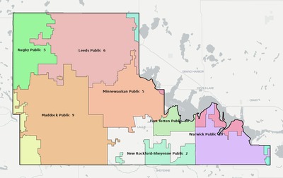 Benson County ND school district boundaries map