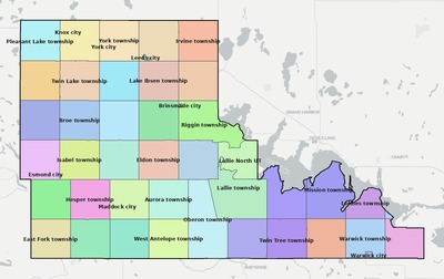 Benson County ND townships and subdivisions map