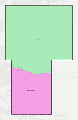 Billings County ND townships and subdivisions map