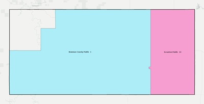 Bowman County ND school district boundaries map