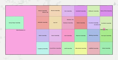 Bowman County ND townships and subdivisions map