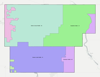 Burke County ND school district boundaries map