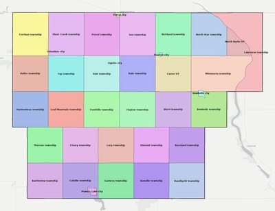 Burke County ND townships and subdivisions map