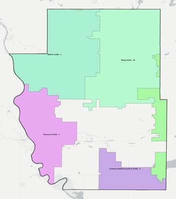 Burleigh County ND school district boundaries map