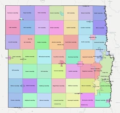 Cass County ND townships and subdivisions map