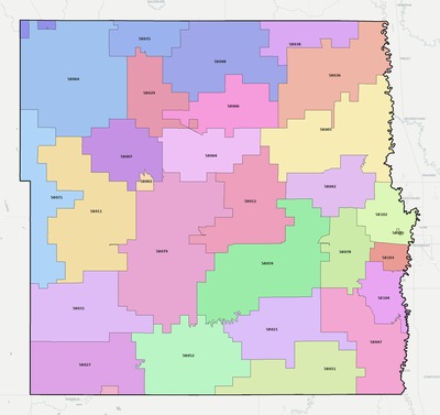 Cass County ND ZIP code map preview